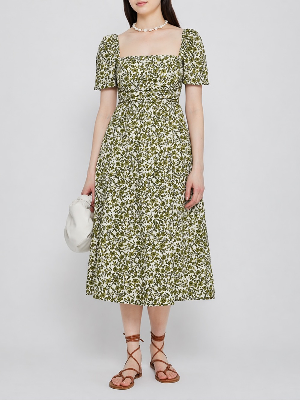 o.p.t River dress | green floral midi dress NWT